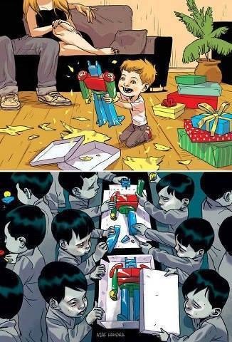 How many 3rd world children does it take to make your one child happy?